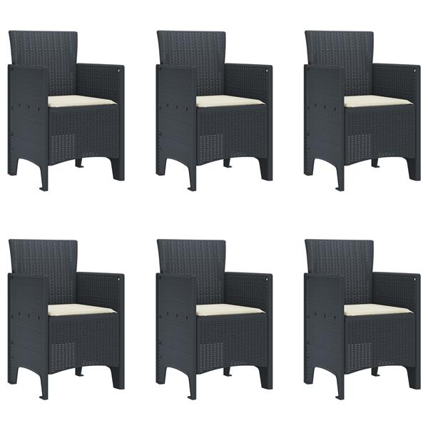 Grote foto vidaxl tuin eetset 7 pcs antraciet polt riet tuin en terras tuinmeubelen