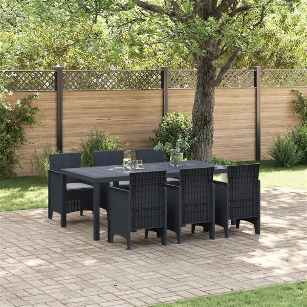 Grote foto vidaxl tuin eetset 7 pcs antraciet polt riet tuin en terras tuinmeubelen