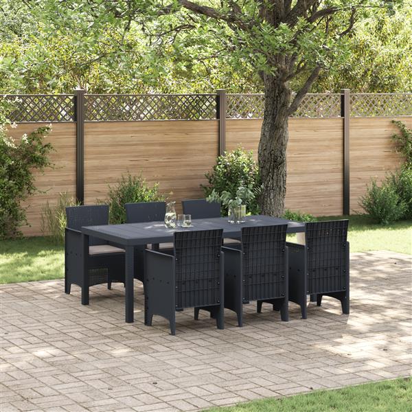 Grote foto vidaxl tuin eetset 7 pcs antraciet polt riet tuin en terras tuinmeubelen