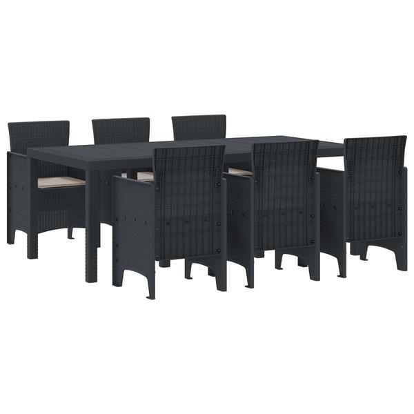 Grote foto vidaxl tuin eetset 7 pcs antraciet polt riet tuin en terras tuinmeubelen