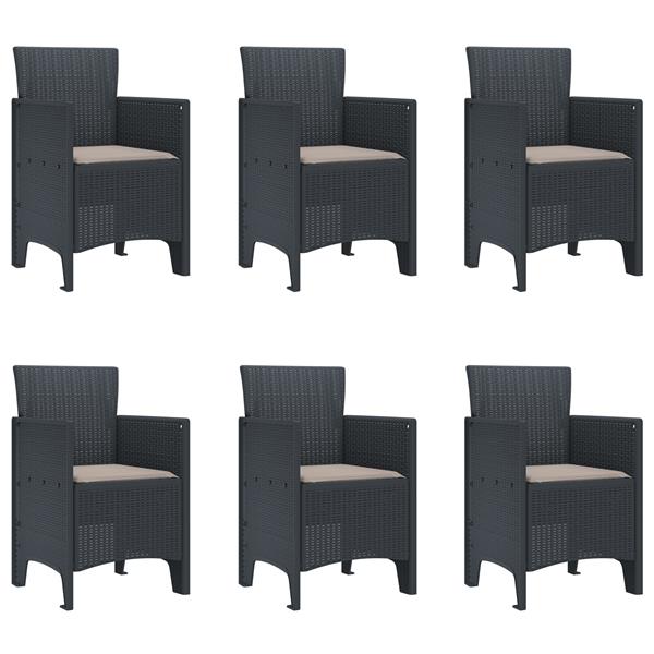 Grote foto vidaxl tuin eetset 7 pcs antraciet polt riet tuin en terras tuinmeubelen