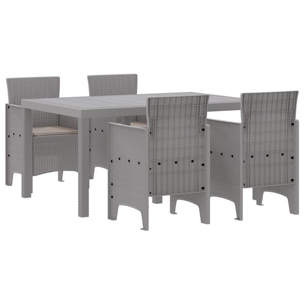 Grote foto vidaxl tuin eetset 5 pcs lichtgrijs polt riet tuin en terras tuinmeubelen
