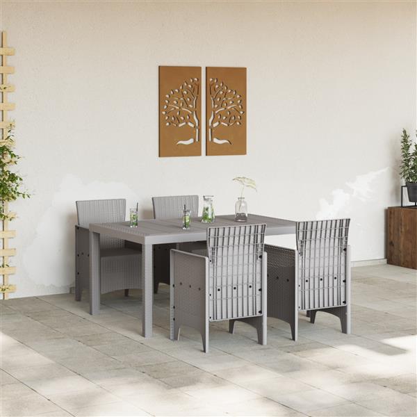 Grote foto vidaxl tuin eetset 5 pcs lichtgrijs polt riet tuin en terras tuinmeubelen