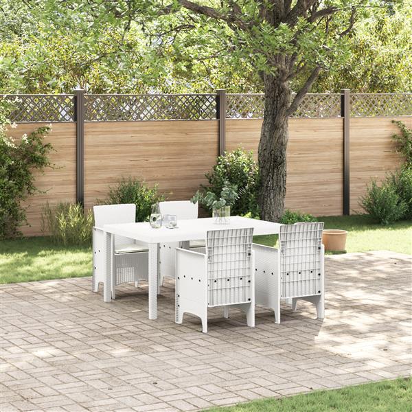 Grote foto vidaxl tuin eetset 5 pcs wit polt riet tuin en terras tuinmeubelen