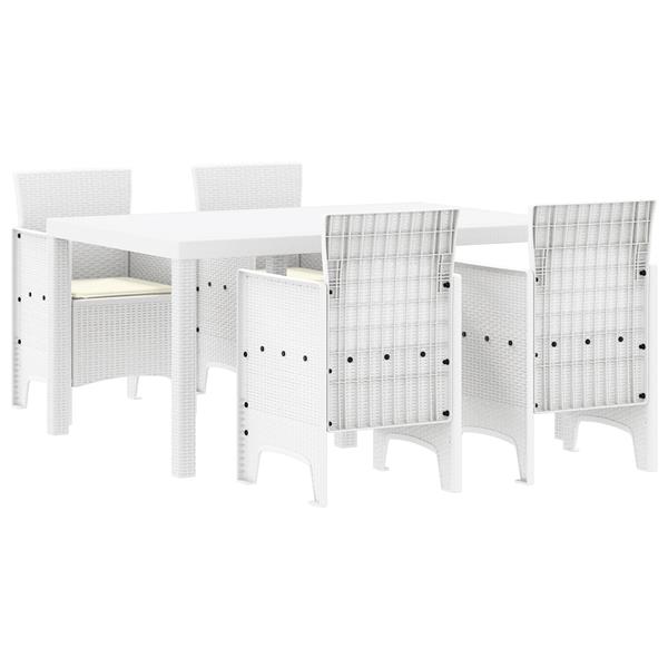 Grote foto vidaxl tuin eetset 5 pcs wit polt riet tuin en terras tuinmeubelen