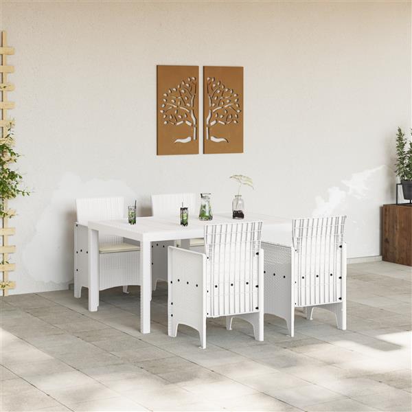 Grote foto vidaxl tuin eetset 5 pcs wit polt riet tuin en terras tuinmeubelen