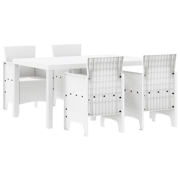 Grote foto vidaxl tuin eetset 5 pcs wit polt riet tuin en terras tuinmeubelen