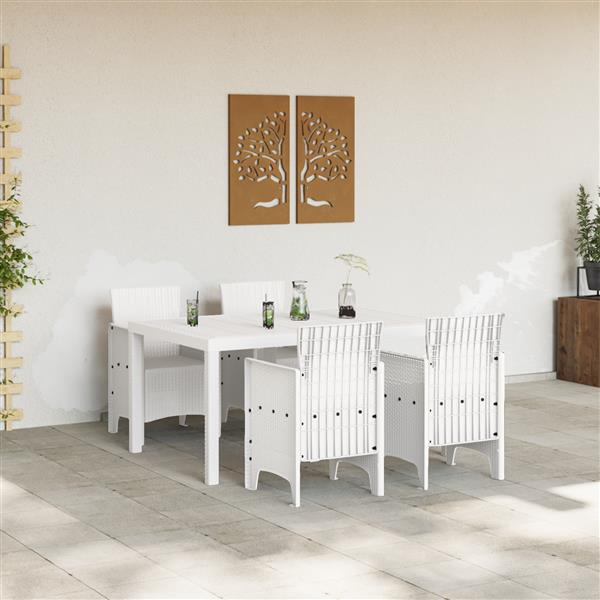 Grote foto vidaxl tuin eetset 5 pcs wit polt riet tuin en terras tuinmeubelen