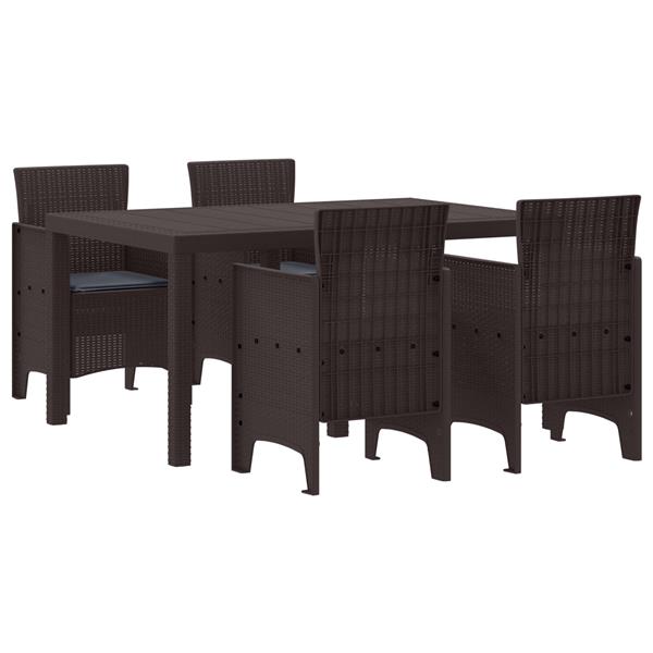 Grote foto vidaxl tuin eetset 5 pcs bruin polt riet tuin en terras tuinmeubelen