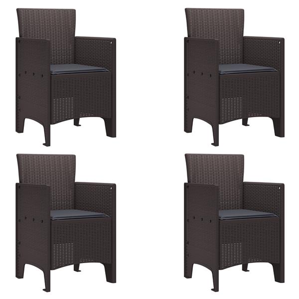 Grote foto vidaxl tuin eetset 5 pcs bruin polt riet tuin en terras tuinmeubelen