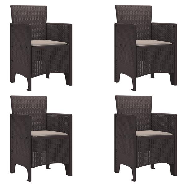 Grote foto vidaxl tuin eetset 5 pcs bruin polt riet tuin en terras tuinmeubelen