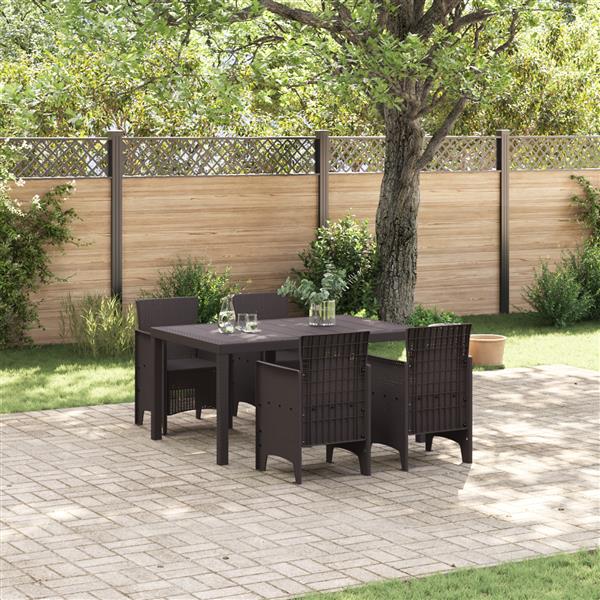 Grote foto vidaxl tuin eetset 5 pcs bruin polt riet tuin en terras tuinmeubelen