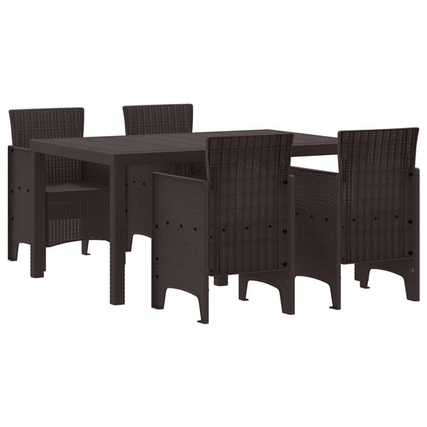 Grote foto vidaxl tuin eetset 5 pcs bruin polt riet tuin en terras tuinmeubelen