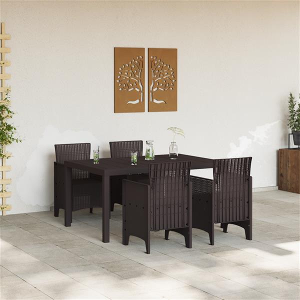 Grote foto vidaxl tuin eetset 5 pcs bruin polt riet tuin en terras tuinmeubelen
