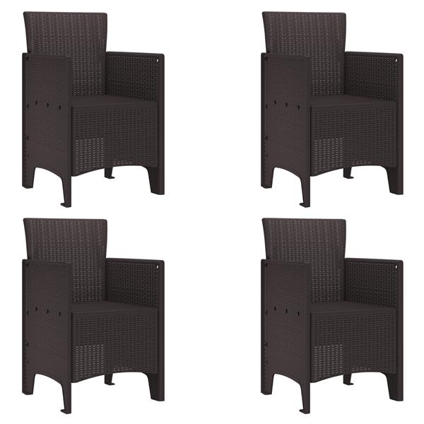 Grote foto vidaxl tuin eetset 5 pcs bruin polt riet tuin en terras tuinmeubelen