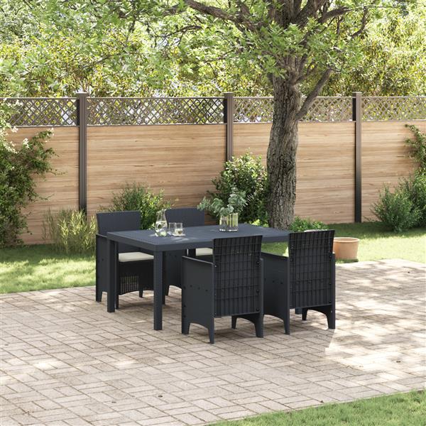Grote foto vidaxl tuin eetset 5 pcs antraciet polt riet tuin en terras tuinmeubelen