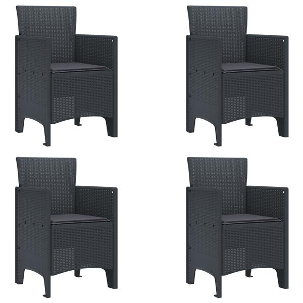 Grote foto vidaxl tuin eetset 5 pcs antraciet polt riet tuin en terras tuinmeubelen