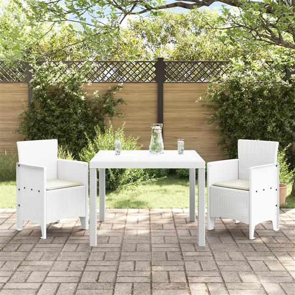 Grote foto vidaxl tuin eetset 3 pcs wit polt riet tuin en terras tuinmeubelen