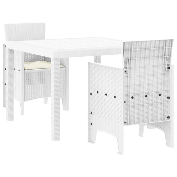 Grote foto vidaxl tuin eetset 3 pcs wit polt riet tuin en terras tuinmeubelen