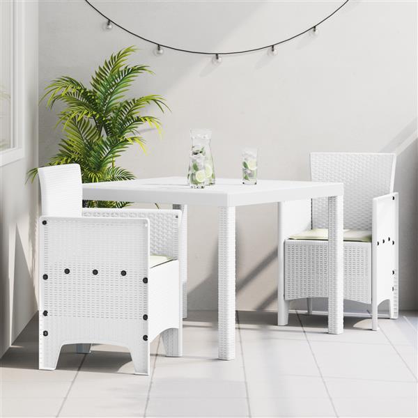 Grote foto vidaxl tuin eetset 3 pcs wit polt riet tuin en terras tuinmeubelen
