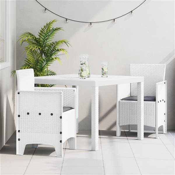 Grote foto vidaxl tuin eetset 3 pcs wit polt riet tuin en terras tuinmeubelen