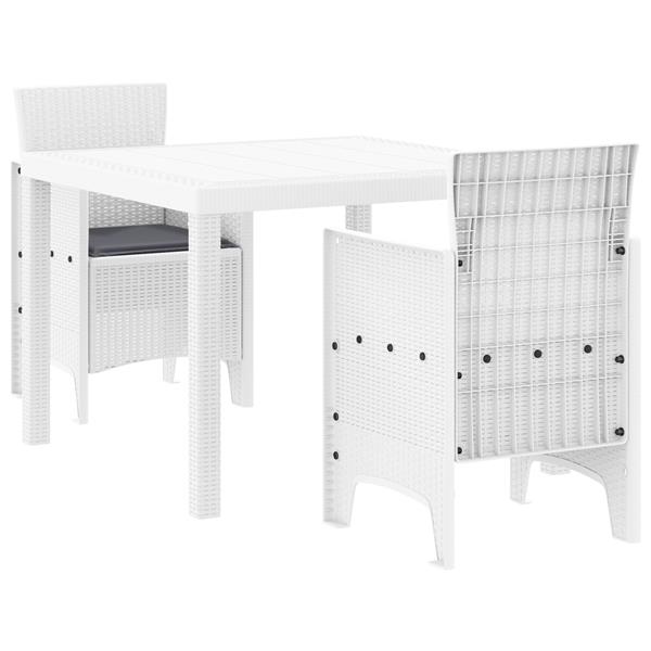 Grote foto vidaxl tuin eetset 3 pcs wit polt riet tuin en terras tuinmeubelen