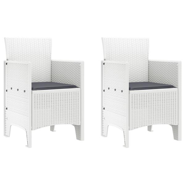 Grote foto vidaxl tuin eetset 3 pcs wit polt riet tuin en terras tuinmeubelen
