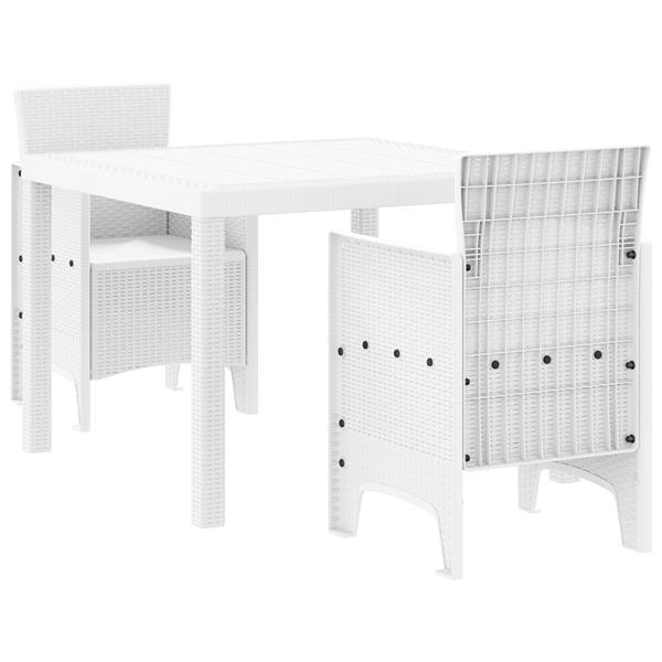 Grote foto vidaxl tuin eetset 3 pcs wit polt riet tuin en terras tuinmeubelen