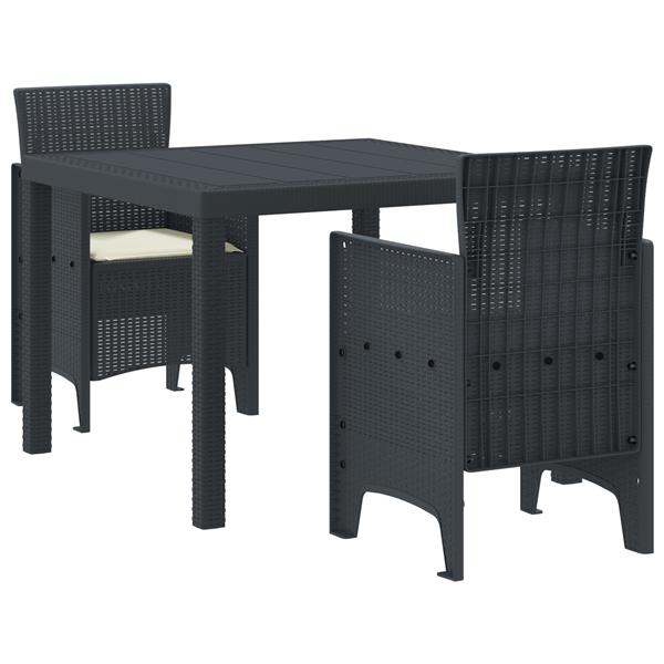 Grote foto vidaxl tuin eetset 3 pcs antraciet polt riet tuin en terras tuinmeubelen