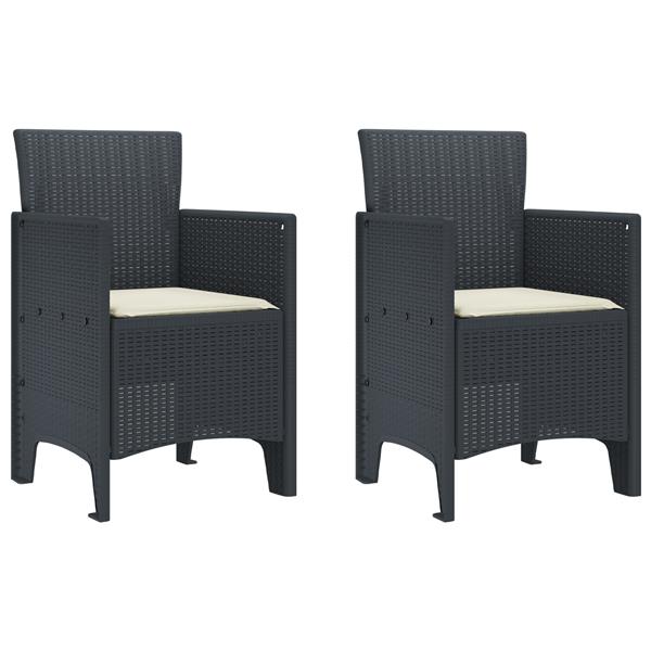 Grote foto vidaxl tuin eetset 3 pcs antraciet polt riet tuin en terras tuinmeubelen