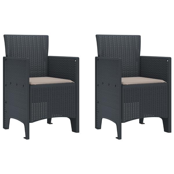 Grote foto vidaxl tuin eetset 3 pcs antraciet polt riet tuin en terras tuinmeubelen