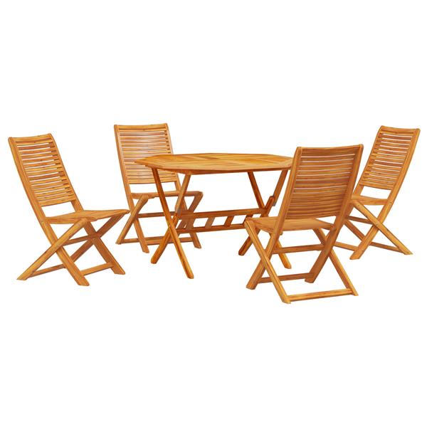 Grote foto vidaxl tuin eetset 5 pcs bruin massief acaciahout tuin en terras tuinmeubelen