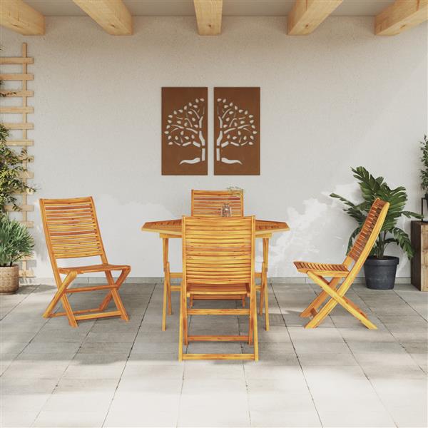 Grote foto vidaxl tuin eetset 5 pcs bruin massief acaciahout tuin en terras tuinmeubelen