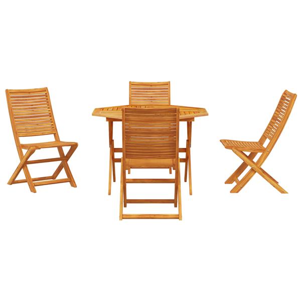 Grote foto vidaxl tuin eetset 5 pcs bruin massief acaciahout tuin en terras tuinmeubelen