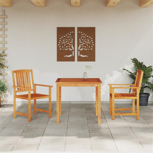 Grote foto vidaxl tuin eetset 3 pcs bruin massief acaciahout tuin en terras tuinmeubelen