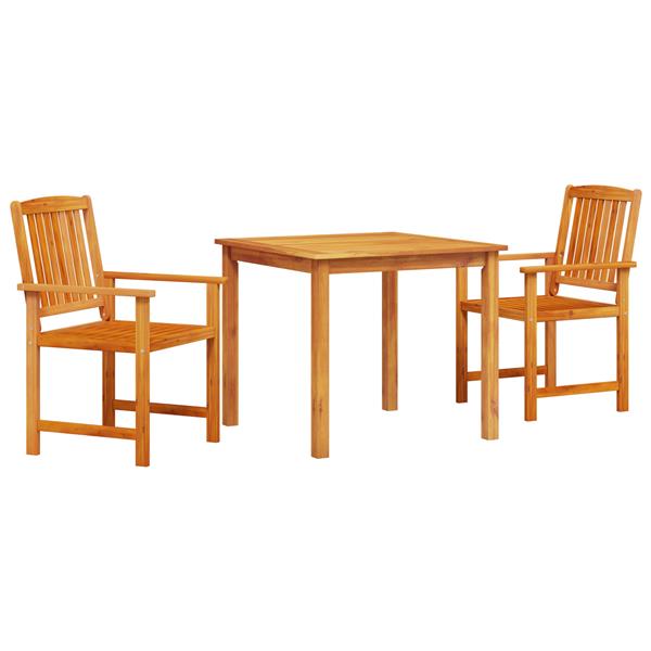 Grote foto vidaxl tuin eetset 3 pcs bruin massief acaciahout tuin en terras tuinmeubelen