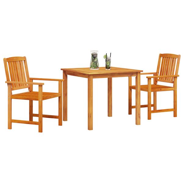 Grote foto vidaxl tuin eetset 3 pcs bruin massief acaciahout tuin en terras tuinmeubelen