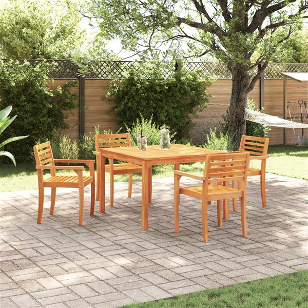Grote foto vidaxl tuin eetset 5 pcs bruin massief acaciahout tuin en terras tuinmeubelen