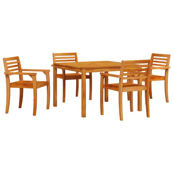 Grote foto vidaxl tuin eetset 5 pcs bruin massief acaciahout tuin en terras tuinmeubelen