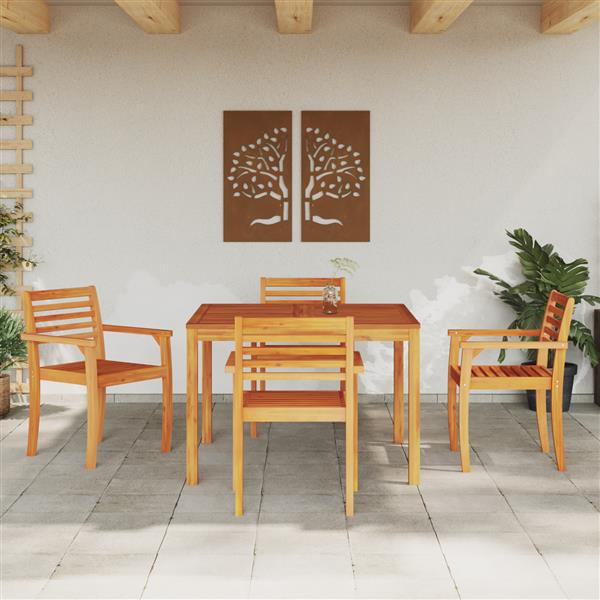 Grote foto vidaxl tuin eetset 5 pcs bruin massief acaciahout tuin en terras tuinmeubelen