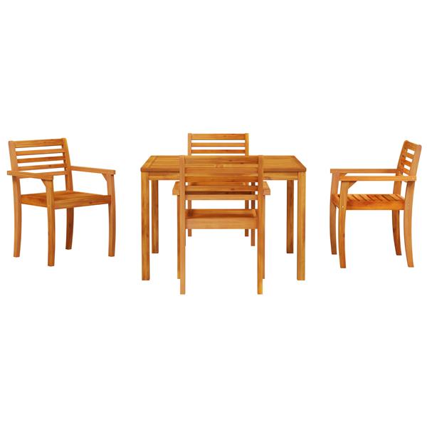 Grote foto vidaxl tuin eetset 5 pcs bruin massief acaciahout tuin en terras tuinmeubelen