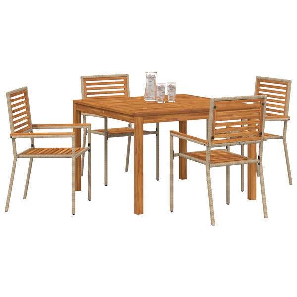Grote foto vidaxl tuin eetset 5 pcs beige poly riet tuin en terras tuinmeubelen