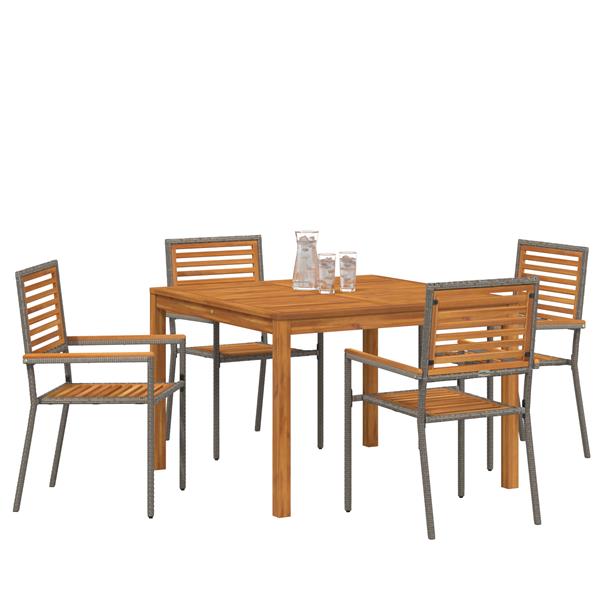 Grote foto vidaxl tuin eetset 5 pcs grijs poly riet tuin en terras tuinmeubelen