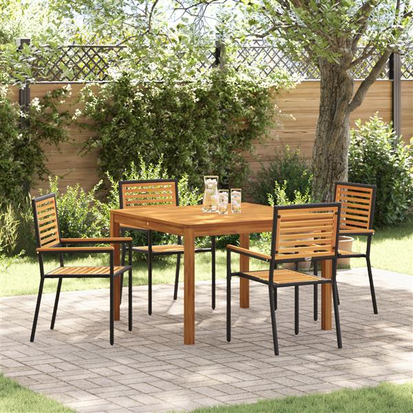 Grote foto vidaxl tuin eetset 5 pcs zwart poly riet tuin en terras tuinmeubelen