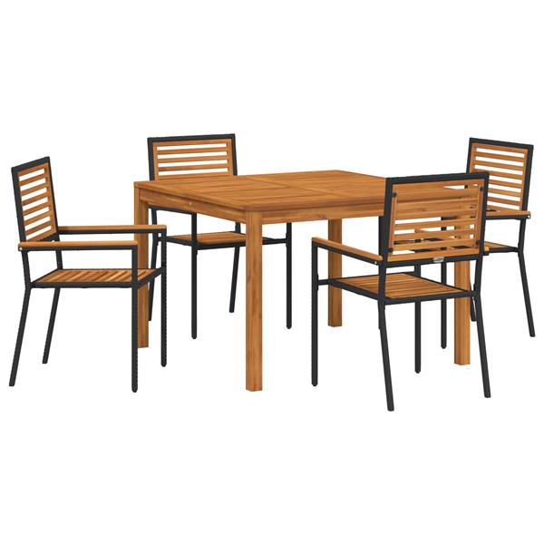 Grote foto vidaxl tuin eetset 5 pcs zwart poly riet tuin en terras tuinmeubelen