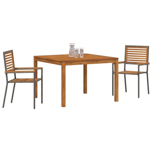 Grote foto vidaxl tuin eetset 3 pcs grijs poly riet tuin en terras tuinmeubelen