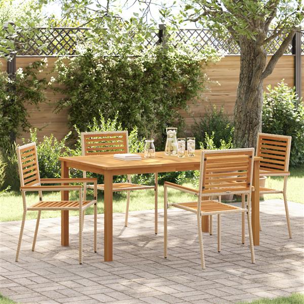 Grote foto vidaxl tuin eetset 5 pcs beige poly riet tuin en terras tuinmeubelen