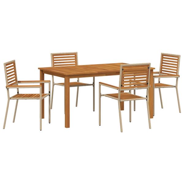 Grote foto vidaxl tuin eetset 5 pcs beige poly riet tuin en terras tuinmeubelen