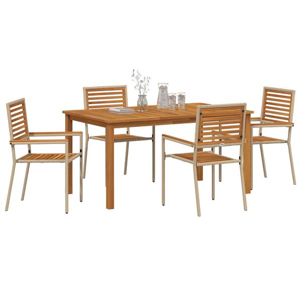Grote foto vidaxl tuin eetset 5 pcs beige poly riet tuin en terras tuinmeubelen