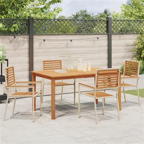 Grote foto vidaxl tuin eetset 5 pcs beige poly riet tuin en terras tuinmeubelen